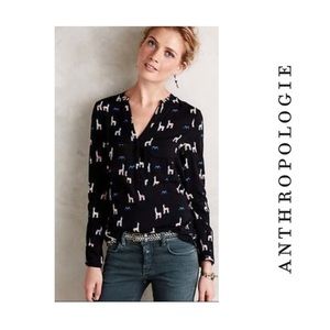 Anthropologie Maeve llama print Blouse 2